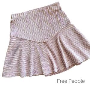FREE PEOPLE | NWOT CAMDEN RIBBED PINK & LAVENDER VELVET SKATER SKIRT EXTRA SMALL